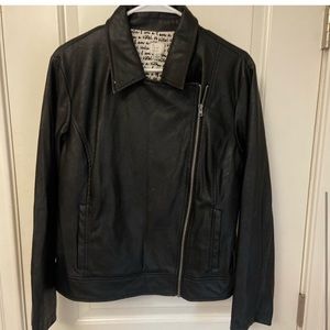 Womens black faux leather jacket- size XL